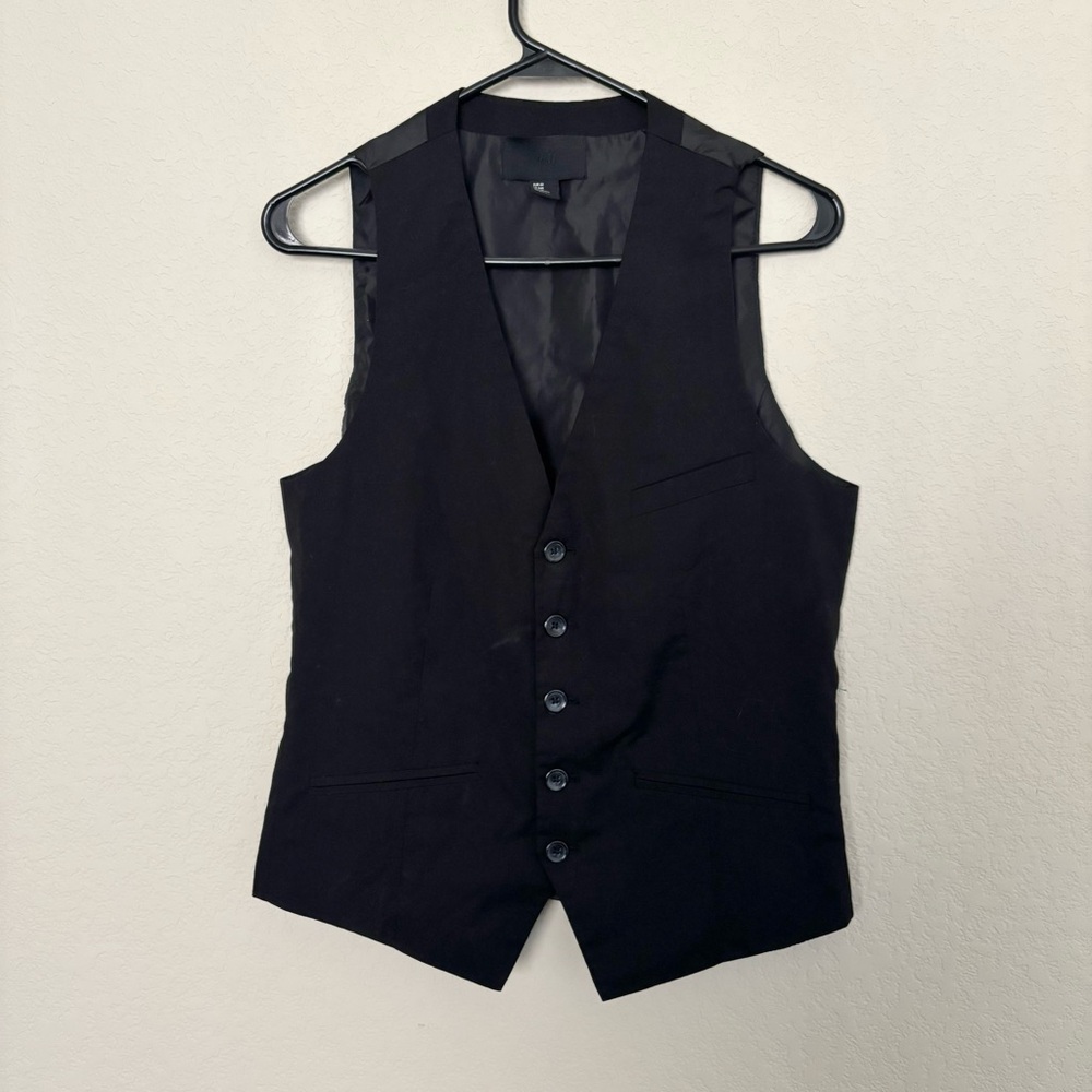 H&M Slim Fit Dress Vest Mens 34R V-Neck Front Button Viscose Polyester Formal